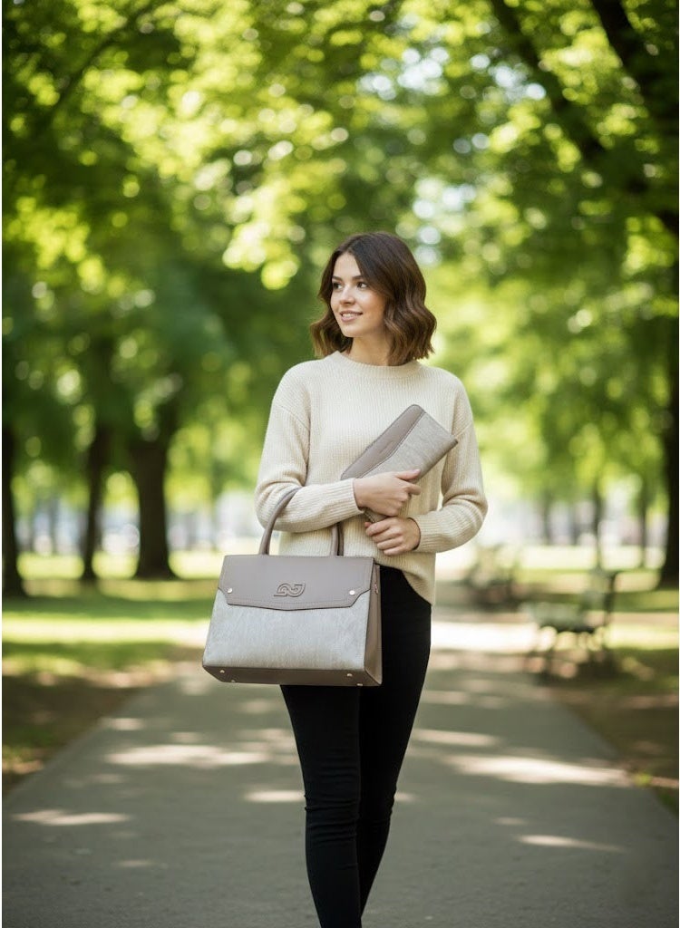 FUMES Mud brown Women’s Satchel Handbag with Matching Small Wallet – Structured Design, Solid Textured Finish, Elegant Office & Daily Carry Bag - Image 5